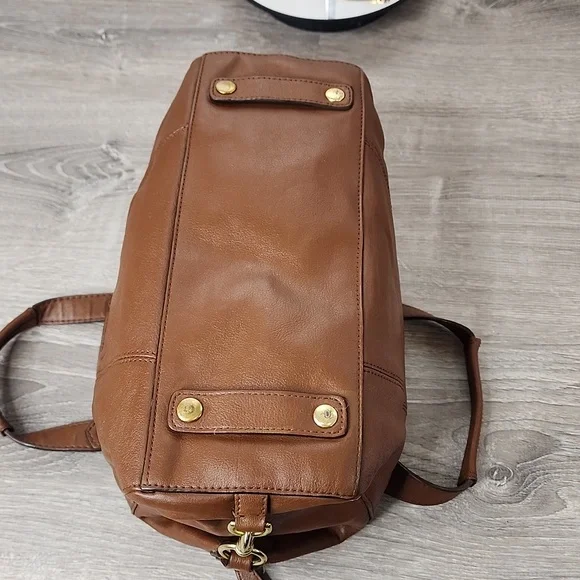 COACH Ashley Madison English Tan Convertible Leather Satchel - Picture 8 of 14